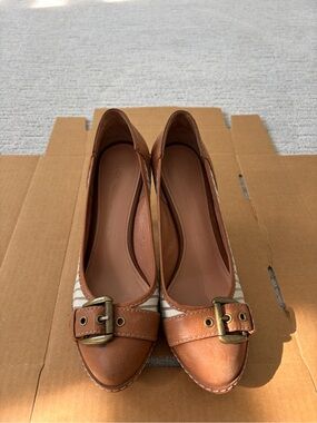 Brown Leather Buckle Pointed-Toe Heels Size 36